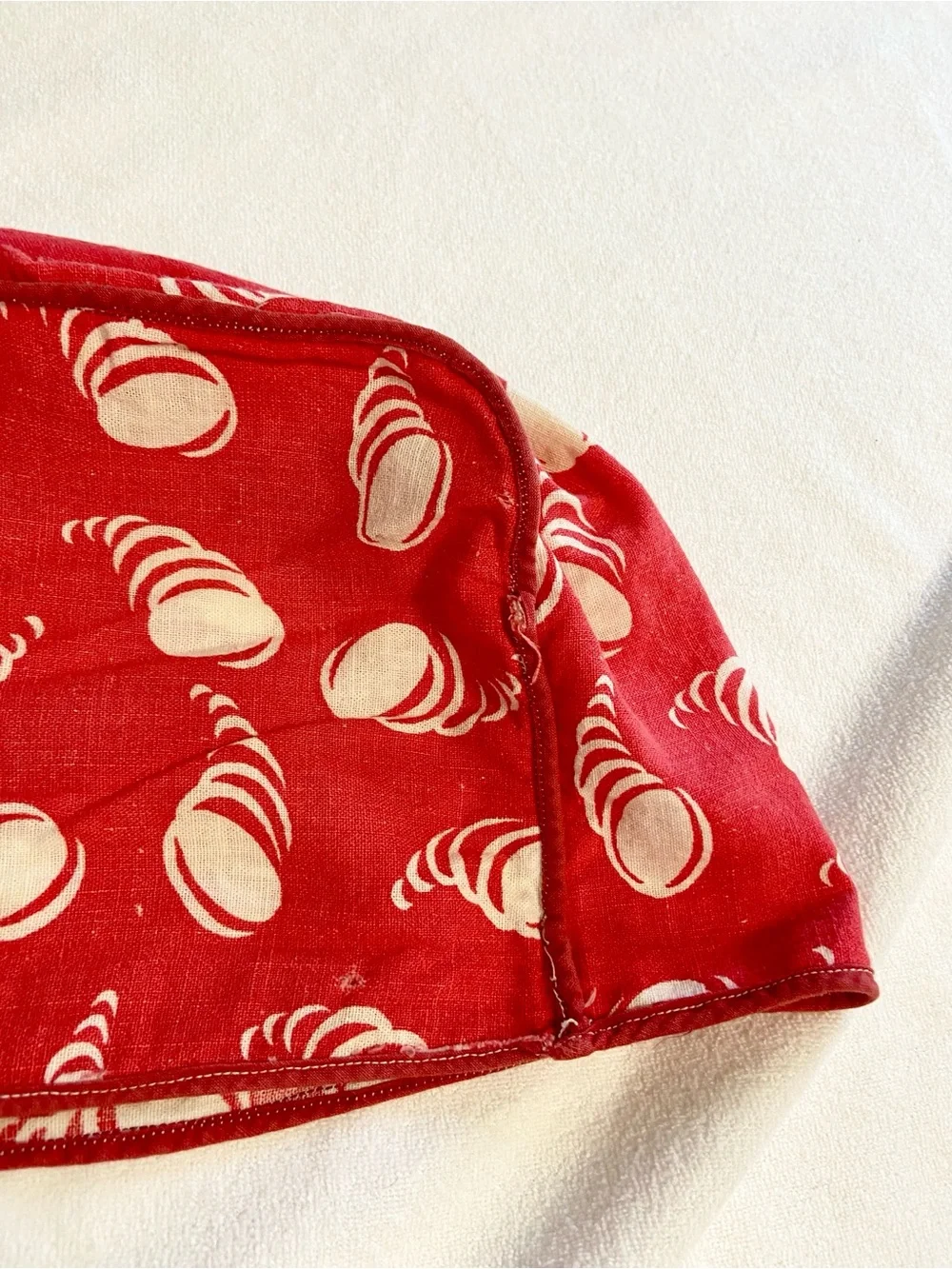 Vintage Handmade Red Kitchen Toaster Cover and Cute Kitten Potholder